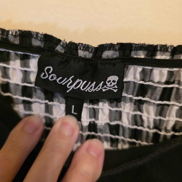 Sourpuss Black/White Checkered Romper L - Picture 5 of 7